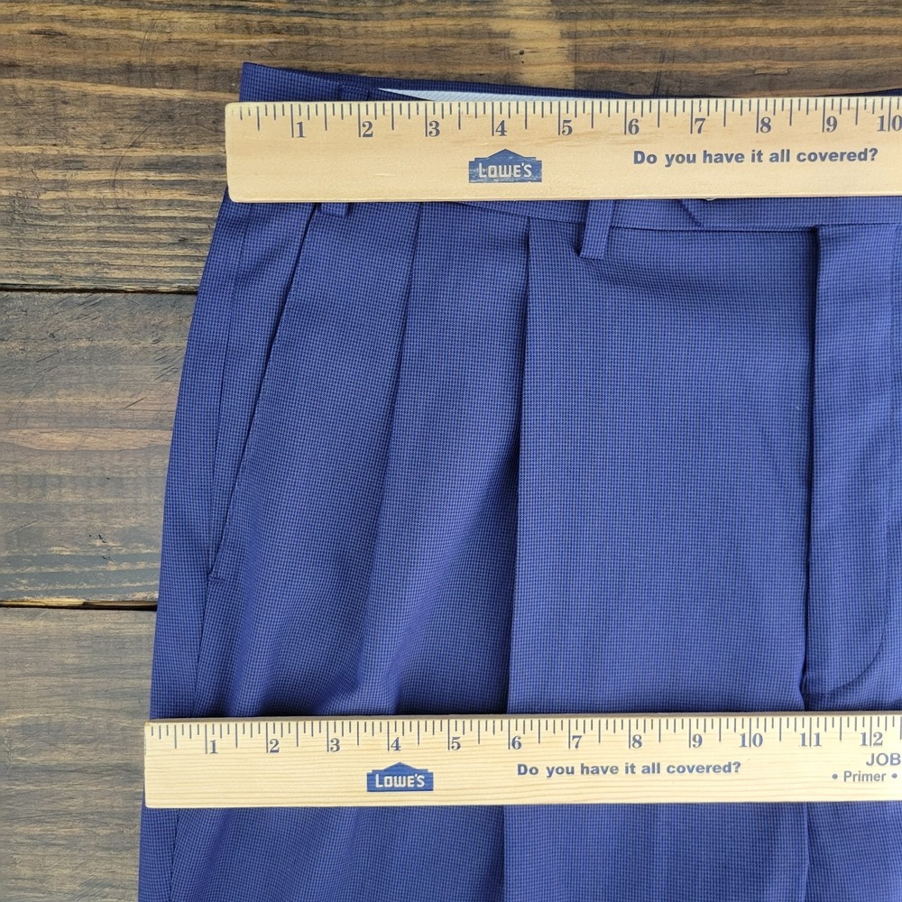 Ralph Lauren Men's Dress Pant Trousers Navy Blue Polyester Blend Pleated 36x32 - Picture 2 of 10